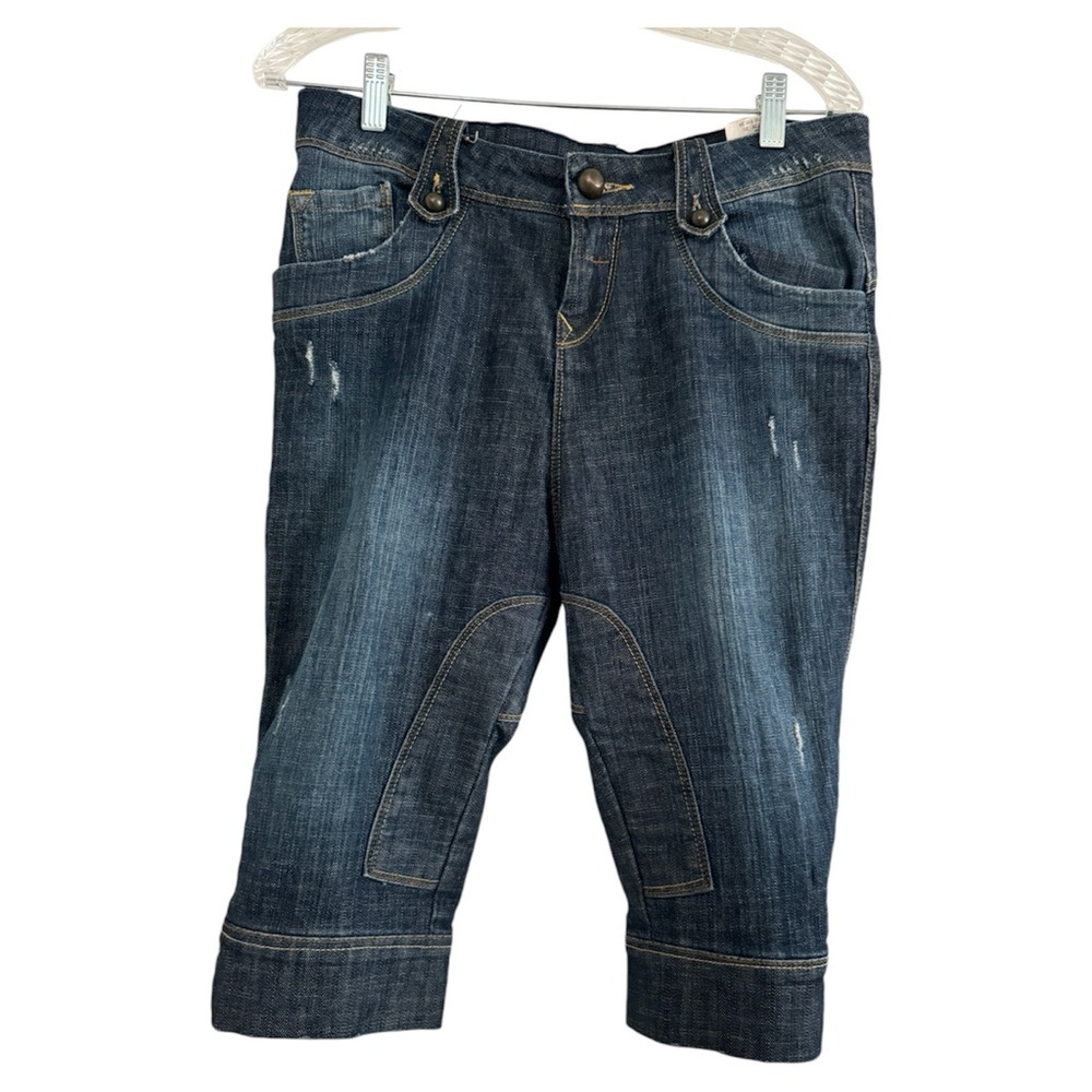 PIMKIE Women’s Blue Capri Denim Cropped Distressed Shorts Jeans-Size 8